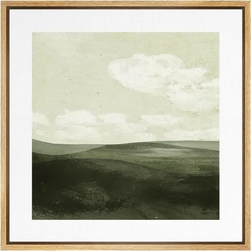 Vista 29 de SIGNWIN Lienzo enmarcado para pared, diseño retro de cielo azul y nube, paisaje, naturaleza, ilustraciones de área silvestre, bellas artes, casa