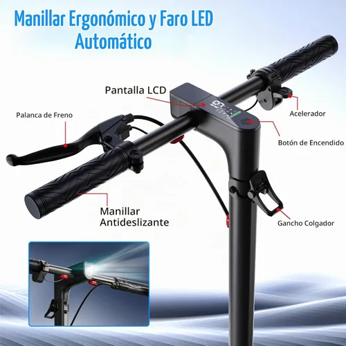 Vista 4 de SISIGAD Electric Scooter for Adults - 8.5" Tires, 19Mph,19 Miles Long Range, 500W Motor, Folding E-Scooter for Commuter, Dual Braking System