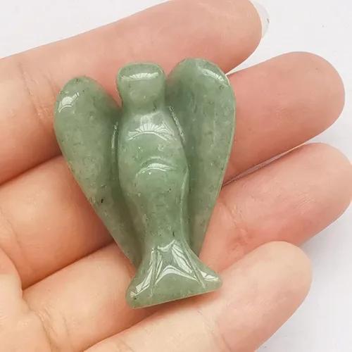Vista 12 de Estatua de ángel guardián de oración de cristal curativo de labradorita negra natural, 1.5 pulgadas, tallado en bolsillo, figuras de piedra de palma