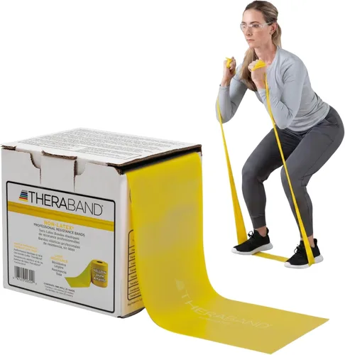 Vista 9 de THERABAND Resistance Band, Gold, Max, 25-Yard Roll, Latex-Free, Elastic Band for Exercise, Physical Therapy, Yoga, Pilates, Stretching, Home