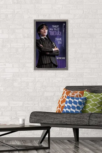 Vista 2 de Trends International Wednesday - Póster de pared de tortura, 14.72 x 22.37 pulgadas, versión enmarcada de madera de granero