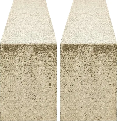 Vista 29 de Pufogu - Camino de mesa de lentejuelas brillantes de 12 x 72 pulgadas para fiestas de cumpleaños, decoración de bodas, despedidas de soltera