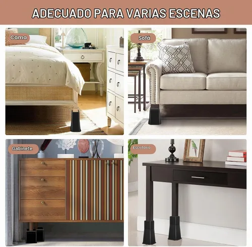 Vista 7 de shouwuhho Elevador de Cama de 8 Pulgadas de Alta Resistencia, Elevador de Muebles de 12" 8" 4" para Mesa, Pata de Escritorio, Sofá, Sofá Cama