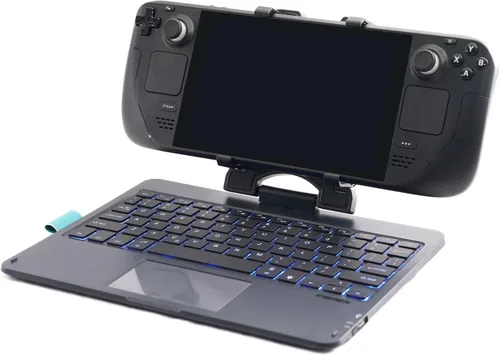 Vista 8 de DeckTop con divisor – Teclado Steam Deck y mouse Bluetooth Trackpad con accesorio LED multicolor para portátil Valve Linux PC Gaming Accesorios