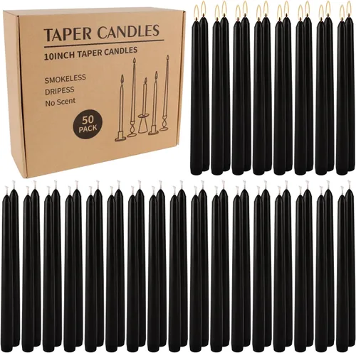 Vista 25 de Juego de 20 velas de pilar negras de 2 pulgadas de ancho x 4 pulgadas de alto, decoración elegante para el hogar, eventos y celebraciones, acabado