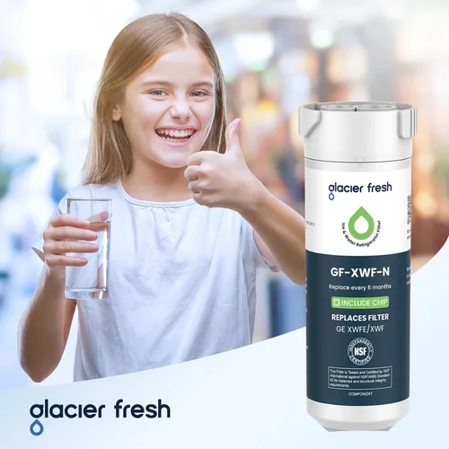 Vista 8 de GLACIER FRESH Filtro de agua compatible con XWFE (con CHIP incorporado), reemplazo para filtro de agua de refrigerador GE XWFE, XWF, Certificación