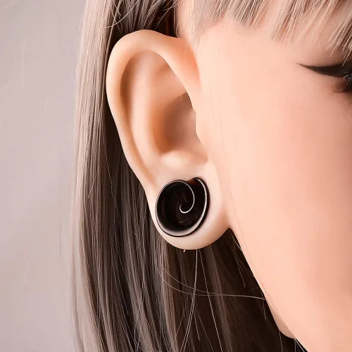 Vista 2 de Maxbott 2 ganchos redondos de moda para lóbulo estirado, túneles de oído, dilatadores, piercings, joyería corporal