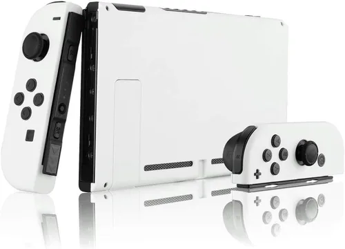 Vista 3 de eXtremeRate - Placa trasera para Nintendo Switch Console, NS Joycon con carcasa de mando de mano con botones de juego completo, carcasa de repuesto