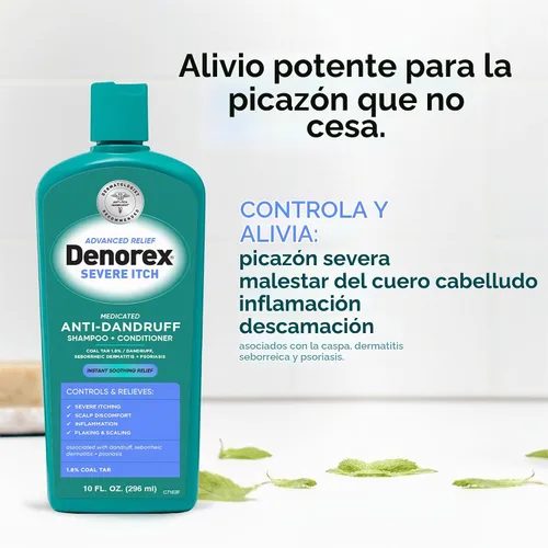 Vista 3 de Denorex Champú y acondicionador anticaspa severa para picazón, 10 fl oz