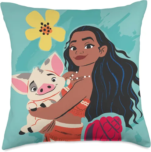 Vista 5 de Disney Princesa Moana and Pua - Almohada para manta (16.0 x 16.0 in), multicolor