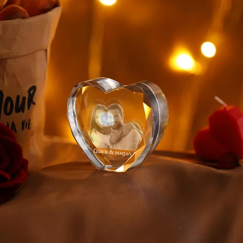 Vista 5 de Foto de cristal 3D, regalo personalizado para mujeres, hombres, mamá, papá, pareja, imagen personalizada en marcos de fotos de cristal, regalo