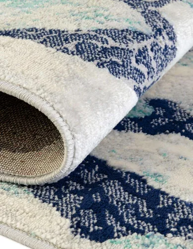 Vista 5 de Unique Loom Ariel Collection - Alfombra de área con diseño de estrella (2 pies x 3 pies 1 pulgada, rectangular, azul/marfil)