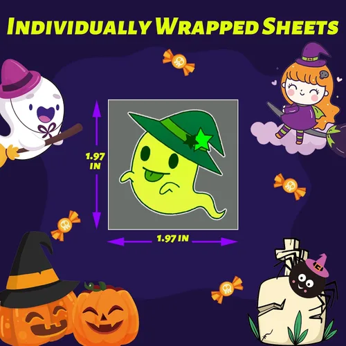 Vista 6 de winthrop 240 tatuajes temporales luminosos a granel de Halloween para niños, que brillan en la oscuridad, impermeables, de seguridad, envueltos