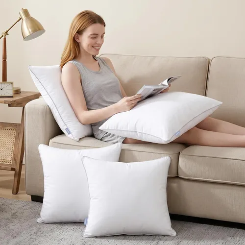 Vista 6 de Leeden - Juego de 2 rellenos de almohada de 30 x 50 cm, insertos de cojín con funda de 100% algodón, insertos rectangulares decorativos para sofá