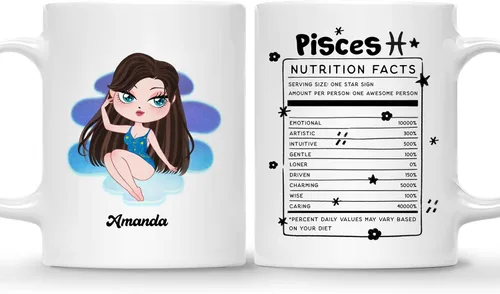 Vista 20 de Gossby Taza de café personalizada con signo de acuario, taza personalizada de horóscopo de 11 onzas para mujeres con diseño, nombre, información