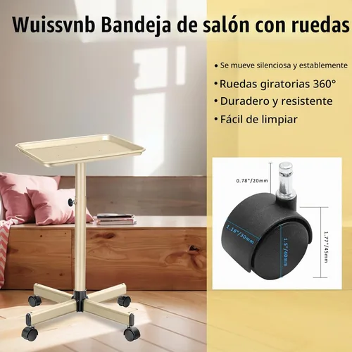 Vista 5 de Bandeja de salón, oro champán, altura ajustable, fácil de instalar