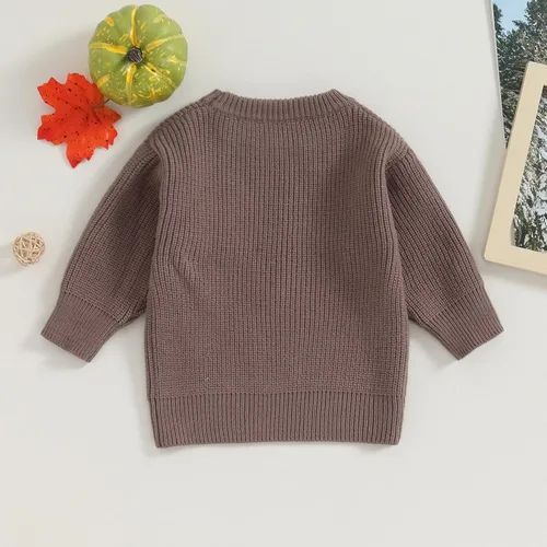 Vista 3 de Kuriozud Suéter de punto con cuello redondo para bebé niño y niña, suave y cálido, ropa de otoño e invierno