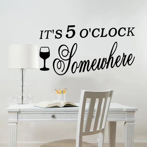 Vista 4 de Calcomanías de pared con citas familiares para cocina: decoración inspiradora para el hogar, despensa, comedor, vinilo para pared, diseño de "It's 5