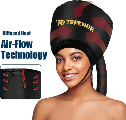 Vista 3 de TEPENAR Gorro de secador de pelo – Gorra con capucha ajustable extra grande extra grande para un peinado y cuidado rápidos