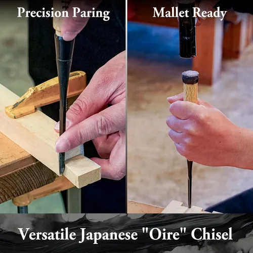 Vista 2 de SUIZAN Cincel japonés de madera 1/8" (3mm) - Herramientas profesionales Oire Nomi para carpintería