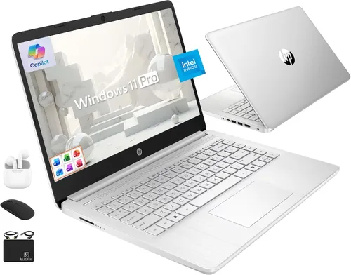 Vista 10 de HP Ultrabook 14 Laptop de Computadora de Negocios para Estudio y Hogar 2025, MS Office de por Vida + Windows 11 Pro, CPU Intel Quad-Core, 16 GB RAM