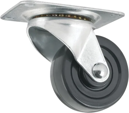 Vista 7 de Rueda de rodaja de goma resistente con placa superior rígida no giratoria - 2 pulgadas - capacidad de carga de 125 libras