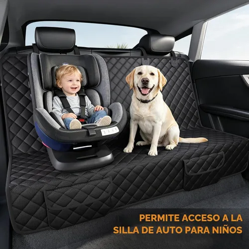 Vista 3 de PETICON Funda de asiento de coche para perro para asiento trasero, funda de Negro