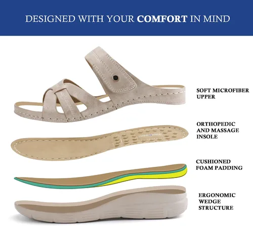 Vista 5 de Ortho + Rest Sandalias ortopédicas cómodas para mujer, sandalias ortopédicas para caminar con soporte de arco