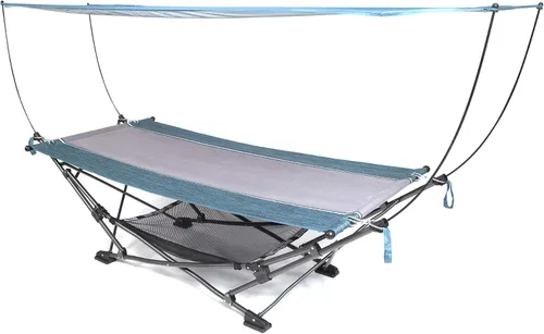 Vista 7 de Mac Sports H900S-100 - Hamaca plegable portátil para camping al aire libre, multiusos, resistente (Azul/Gris)