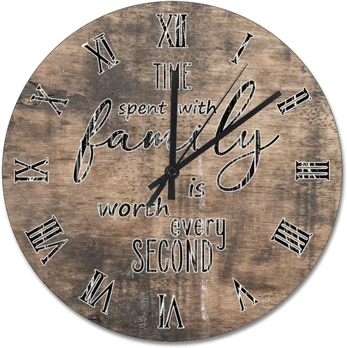 Vista 23 de Time Spent with Family is Worth Every Second - Reloj de pared de grano de madera de playa degradado de 10 pulgadas, funciona con pilas, reloj