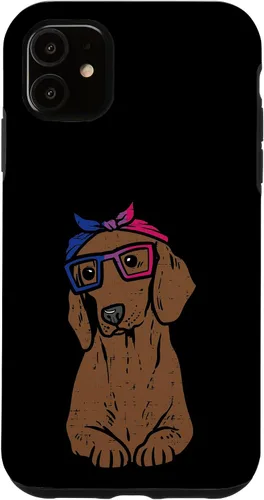 Vista 5 de Funda para iPhone 14 con diseño de perro salchicha LGBTQ con bandera bisexual y orgullo gay