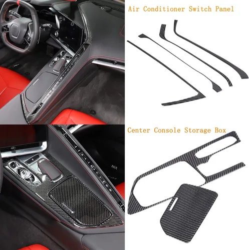 Vista 2 de Juego de 25 piezas de molduras interiores de fibra de carbono suave compatibles con Chevrolet Corvette C8 2020-2024, cubierta de panel