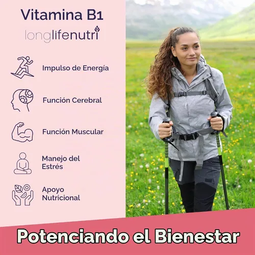 Vista 5 de LongLifeNutri Gotas líquidas de vitamina B1, suplemento de mononitrato de tiamina para energía y salud nerviosa, absorción rápida, 4 onzas líquidas