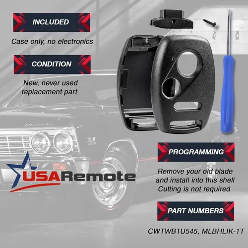 Vista 3 de Control remoto de EE.UU. - NO SE REQUIERE CORTE - Carcasa y almohadilla de control remoto llavero de entrada sin llave que se adapta a Honda