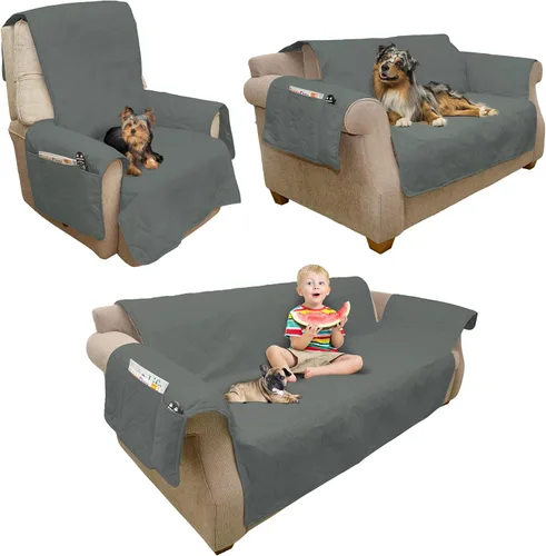 Vista 5 de PETMAKER - Fundas protectoras de muebles para mascotas, fundas de sofá 100 % impermeables para perros o gatos, funda de sofá de 3 cojines