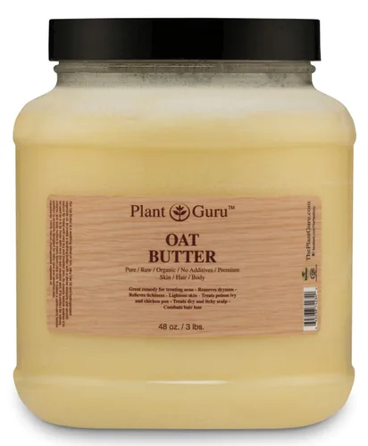 Vista 5 de Mantequilla corporal de avena 4 oz. 100% pura cruda fresca natural prensada en frío. Hidratante para la piel, cuerpo y cabello, cremas de bricolaje