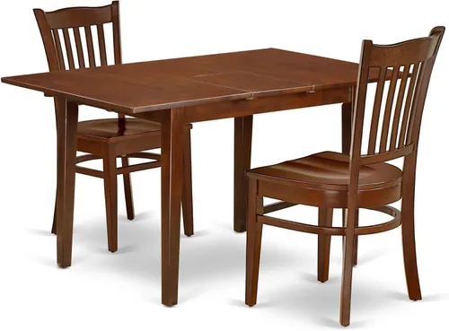 Vista 11 de East West Furniture NOGR3-BLK-W - Juego de mesa de comedor de 3 piezas para espacios pequeños que contiene una mesa de comedor rectangular con hoja