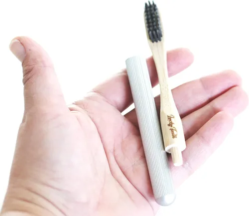Vista 4 de Cepillo de dientes de bambú reemplazable con mango de aluminio, sin BPA, cerdas suaves Respetuoso con el medio ambiente, biodegradable
