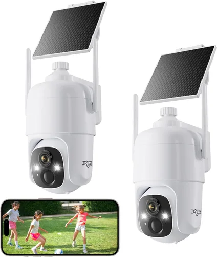 Vista 7 de Dzees Cámaras de seguridad inalámbricas para exteriores, 2K Pan/Tilt 360° View Solar/Baterías WiFi alimentadas por baterías para seguridad del hogar