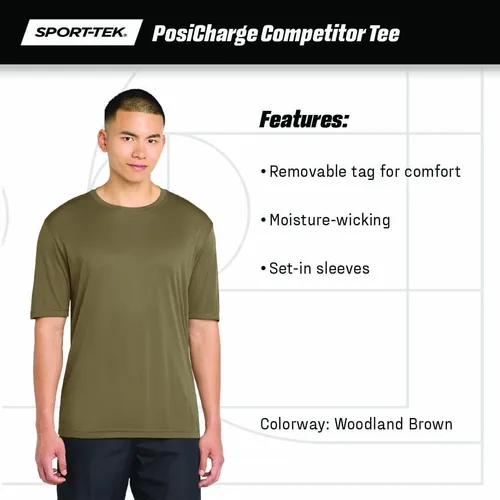 Vista 5 de Sport-Tek camiseta de competición para hombre con contraste de color.