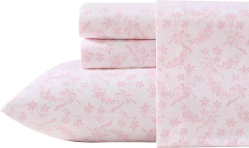 Vista 2 de Laura Ashley - Juego de sábanas individual, ropa de cama de percal de algodón fresca y suave con bolsillos profundos, ligera para comodidad durante