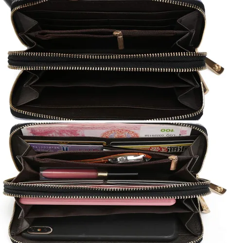 Vista 41 de MKF Collection Mia K - Cartera de pulsera para mujer, pequeña cartera de cuero vegano para tarjetas de crédito con cremallera y bolsillo