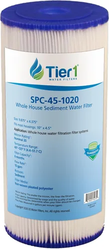 Vista 12 de Tier1 Cartucho de filtro de sedimento plisado de 5 micrones de 4.5" × 10" (12 unidades)