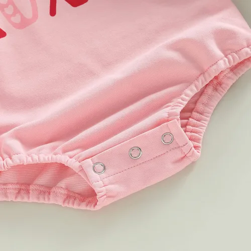 Vista 36 de SOLILOQUY Traje de manga larga con cuello redondo para el primer día de San Valentín para bebé niño y niña, mameluco de corazón de amor