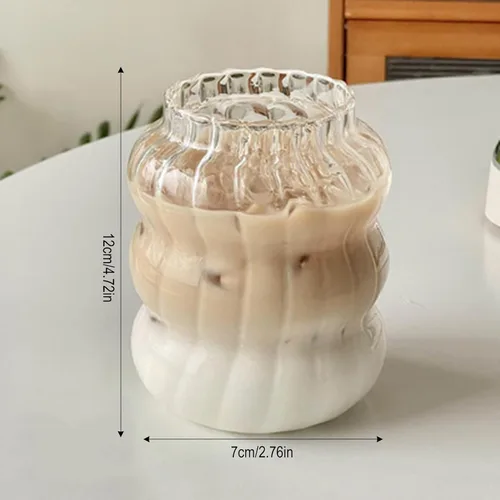 Vista 6 de Ochine Vasos acanalados para beber – Vasos de vidrio para vino, café, cócteles, expreso, té helado, agua, bebidas, jugo y cerveza