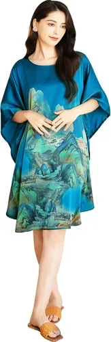 Vista 9 de Pijama de seda 100% para mujer, batas de baño de seda para mujer, batas de kimono de seda, batas de baño con mangas de muñeca, estampado floral