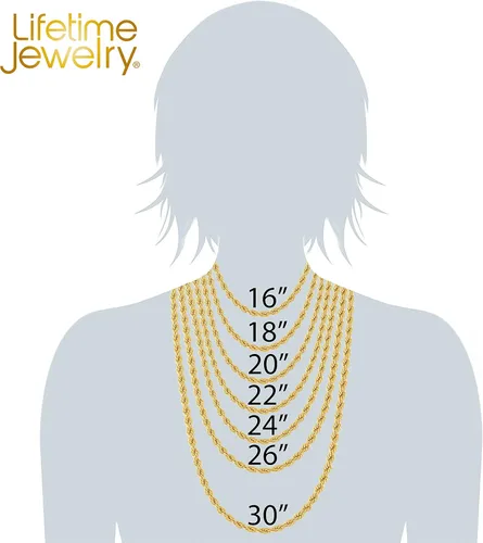 Vista 6 de LIFETIME JEWELRY Collar de cadena de cuerda de 0.236in para mujeres y hombres, chapado en oro real de 24 quilates, Chapado en oro, No es una piedra