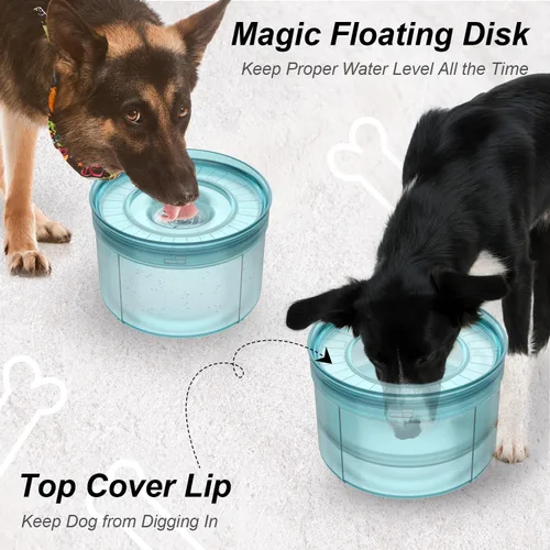 Vista 5 de Feedoo Tazón de agua para perros de 1 galón, tazón de agua sin derrames de 128 onzas para perros, tazón de agua a prueba de derrames sin BPA