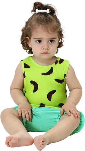 Vista 4 de AOBUTE Kids Halloween Costume Boys Brown Shorts Girls Green Clothing Set