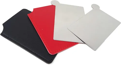 Vista 4 de Honbay Espejo de bolsillo compacto de acero inoxidable, 2 unidades, irrompible, pequeño, espejo rectangular de mano para maquillaje con soporte